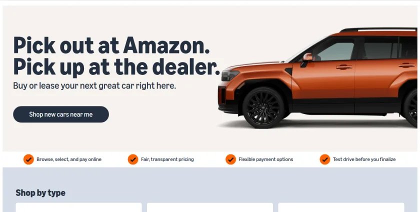 Screenshot of the Amazon Autos website