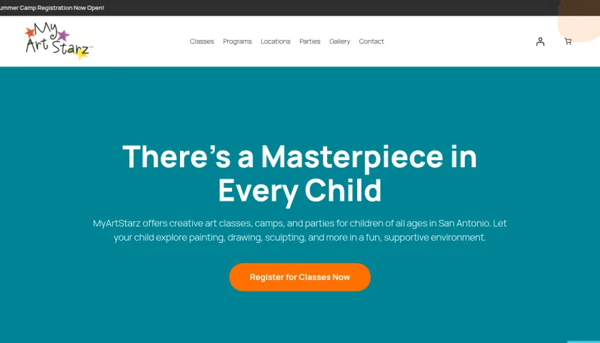 Screenshot of the MyArtStarz website